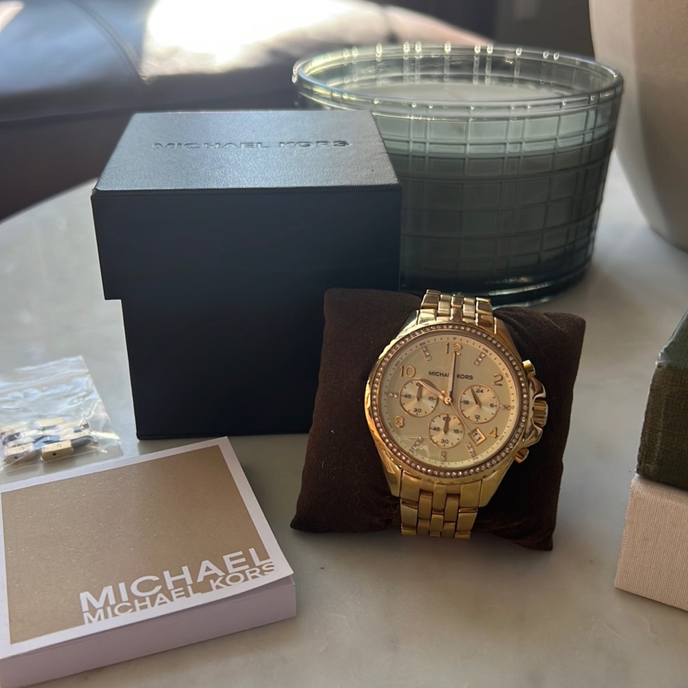 Michael Kors Gold-Tone Pavé Watch